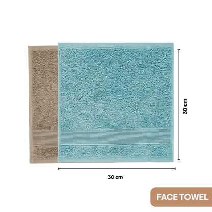 100% Cotton Harmony Combed Bath Set- Pack Of 6  (Coastal Blue, Taupe)