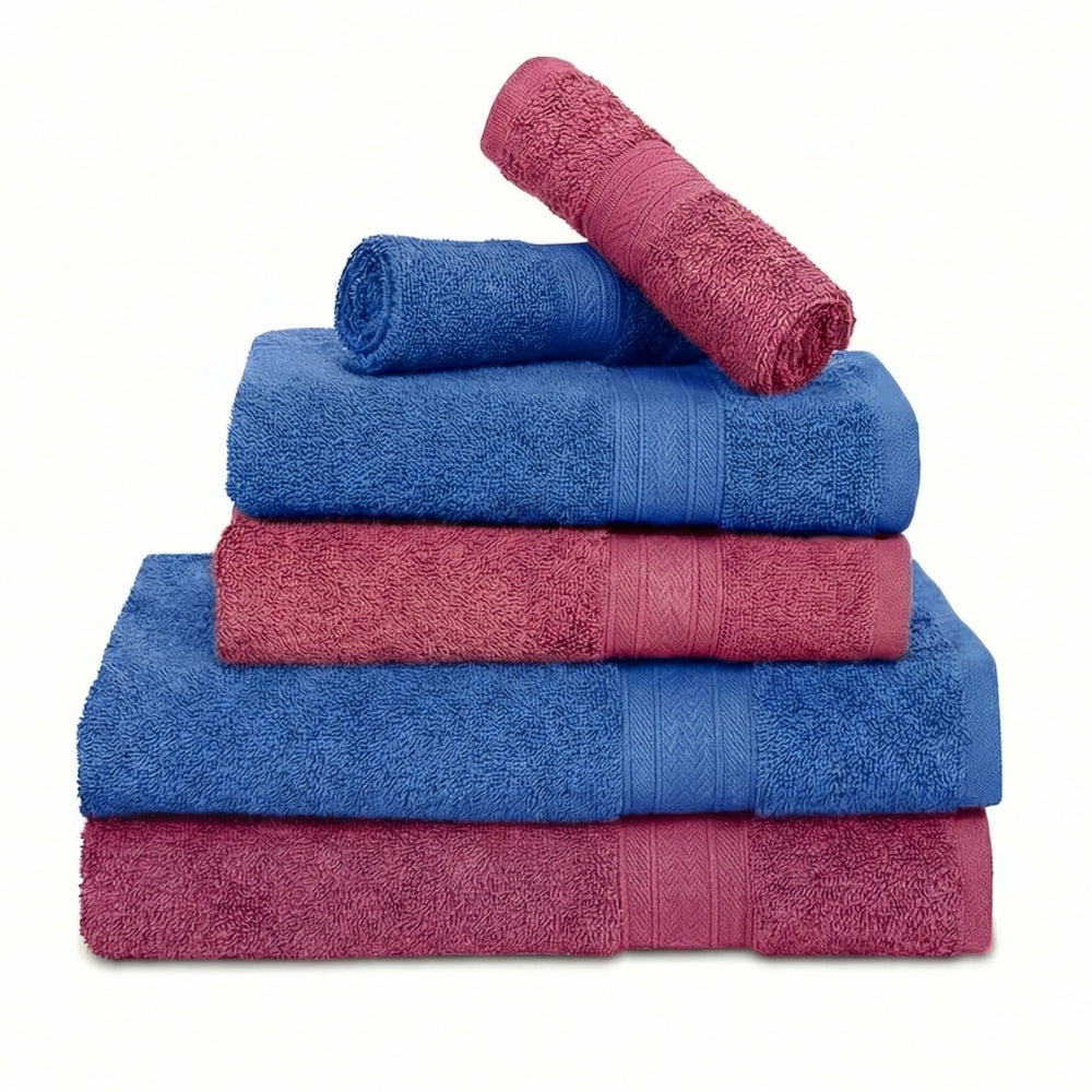 100% Cotton Harmony Combed Bath Set -  Pack Of 6  (Cobalt, Mulberry)