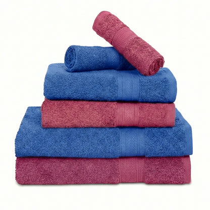 100% Cotton Harmony Combed Bath Set -  Pack Of 6  (Cobalt, Mulberry)