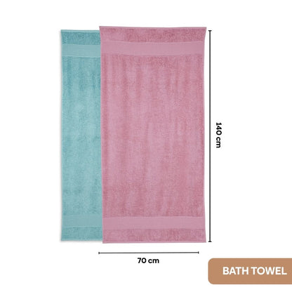 100% Cotton Harmony Combed Bath Set- Pack Of 6  (Cameo Pink, Coastal Blue)