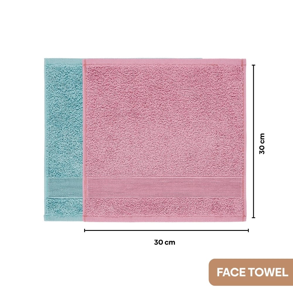 100% Cotton Harmony Combed Bath Set- Pack Of 6  (Cameo Pink, Coastal Blue)