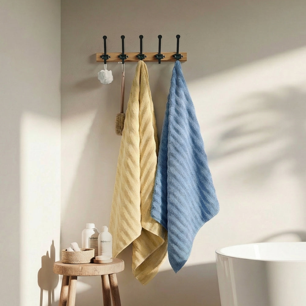 100% Cotton Allure Zero Twist Bath Towel- Pack Of 2 - (Beige, Dusty Blue)