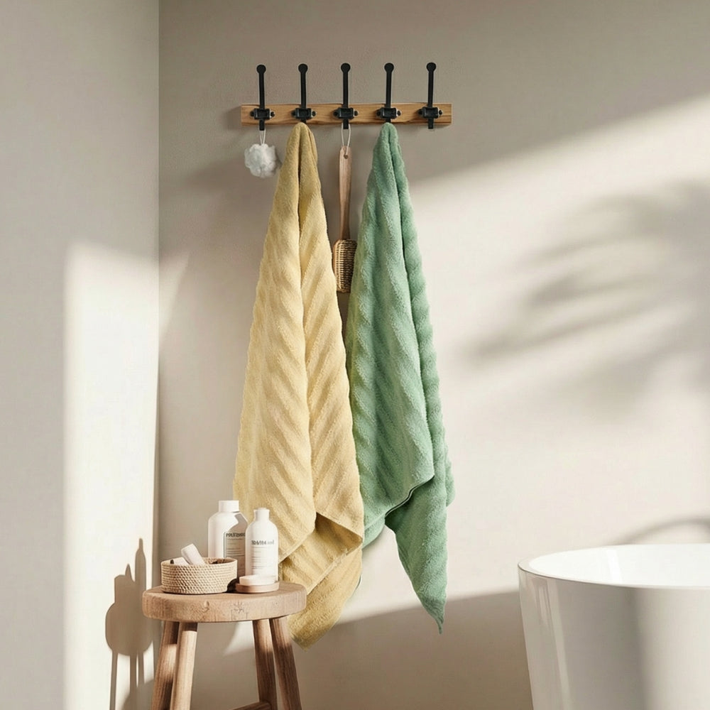 100% Cotton Allure Zero Twist Bath Towel - Pack Of 2  (Beige, Sage Green)
