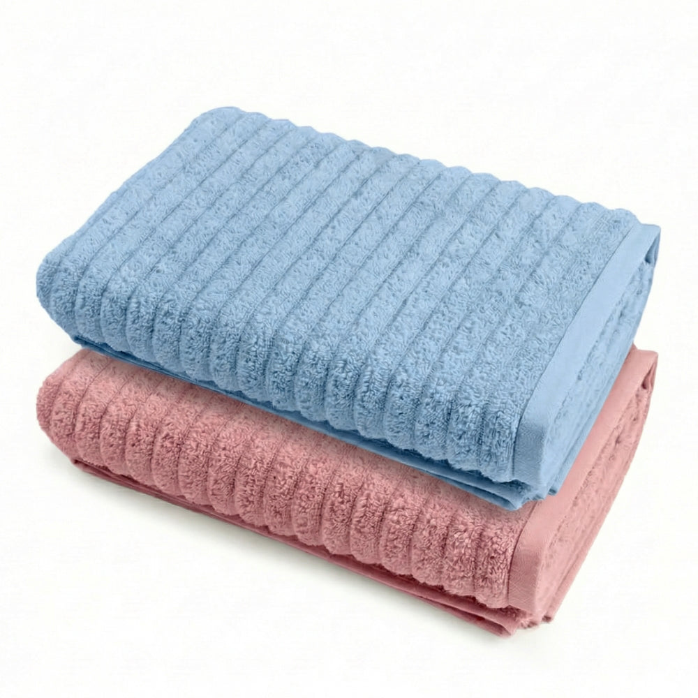 100% Cotton Allure Zero Twist Bath Towel- Pack Of 2 (Dusty Blue, Dusty Rose)