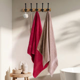 Bliss 100% Cotton Bath Towel Set of 2 – Raspberry & Taupe - Bath Towel | haus & kinder