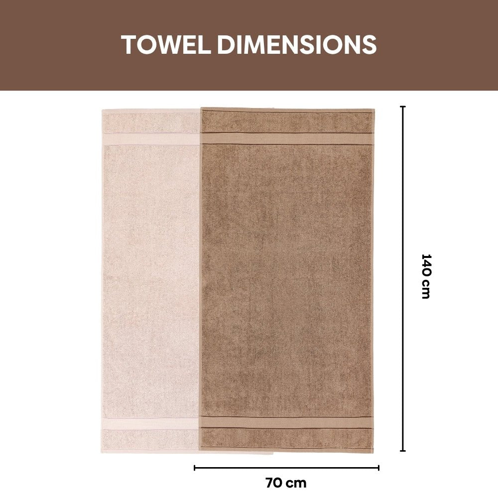 Bliss 100% Cotton Bath Towel Set of 2 – Mocha & Taupe - Bath Towel | haus & kinder