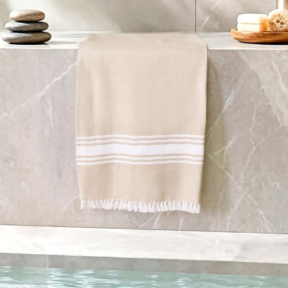 Calista 100% Cotton Bath Towel, Biscuit - Bath Towel | haus & kinder