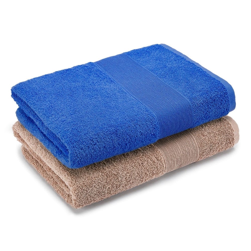 100% Cotton Harmony Combed Bath Towel- Pack Of 2  (Cobalt, Almond)