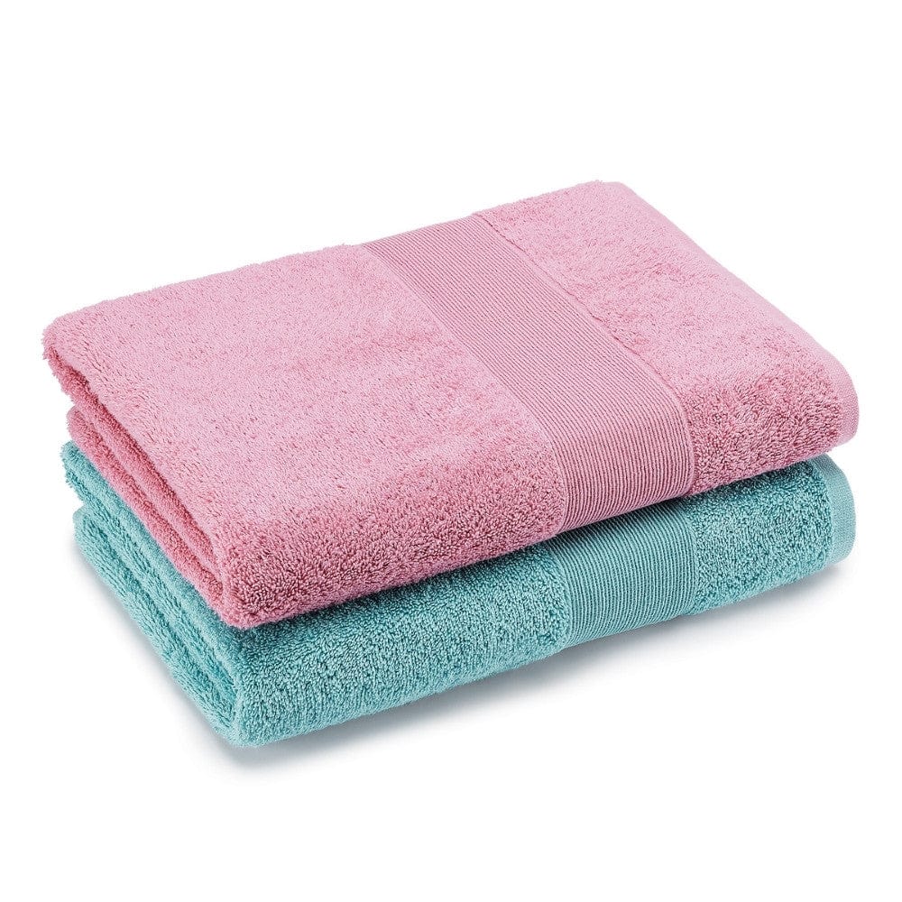100% Cotton Harmony Combed Bath Towel Pack Of 2 - (Cameo Pink, Coastal Blue)