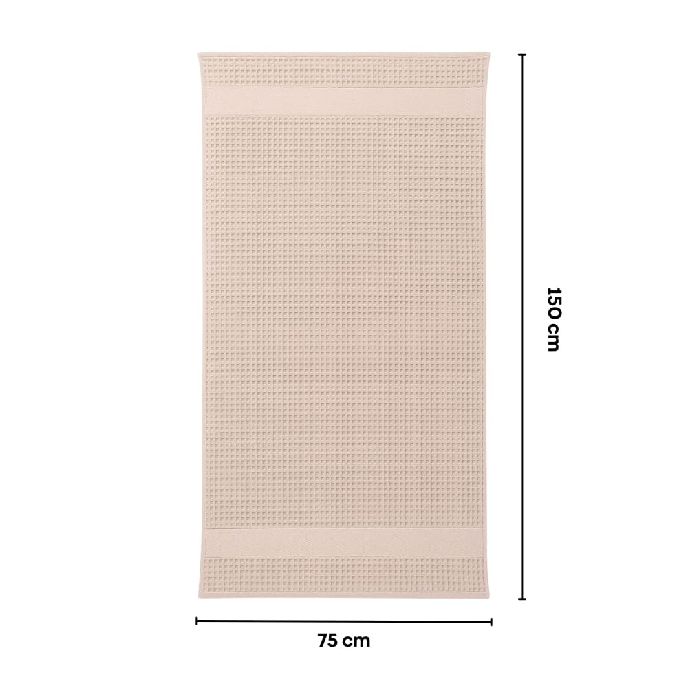Honeycomb Maple Waffle Solid Bath Towel- Beige