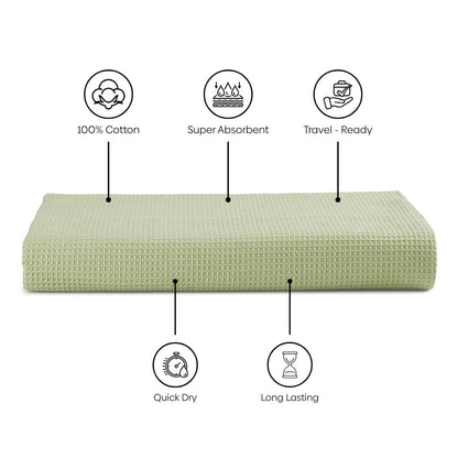 Honeycomb Maple Waffle Solid Bath Towel- Sage Green