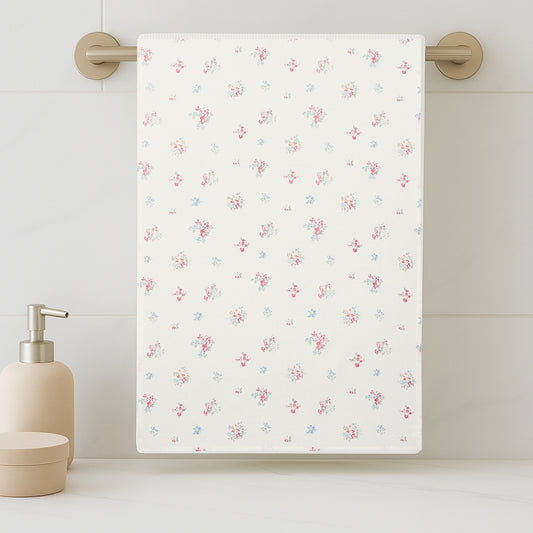 Regalia Waffle Floral Drift Bath Towel- White