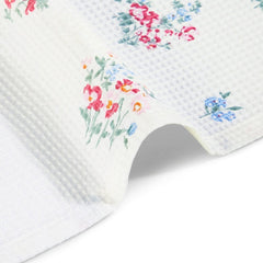 Regalia Waffle Floral Drift Bath Towel- White - Waffle Towel | haus & kinder