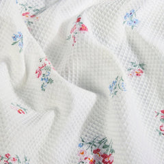 Regalia Waffle Floral Drift Bath Towel- White - Waffle Towel | haus & kinder