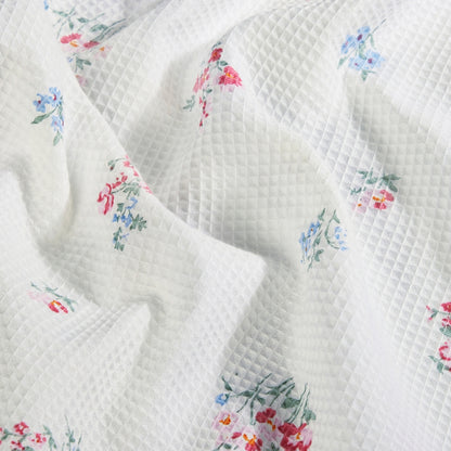Regalia Waffle Floral Drift Bath Towel- White