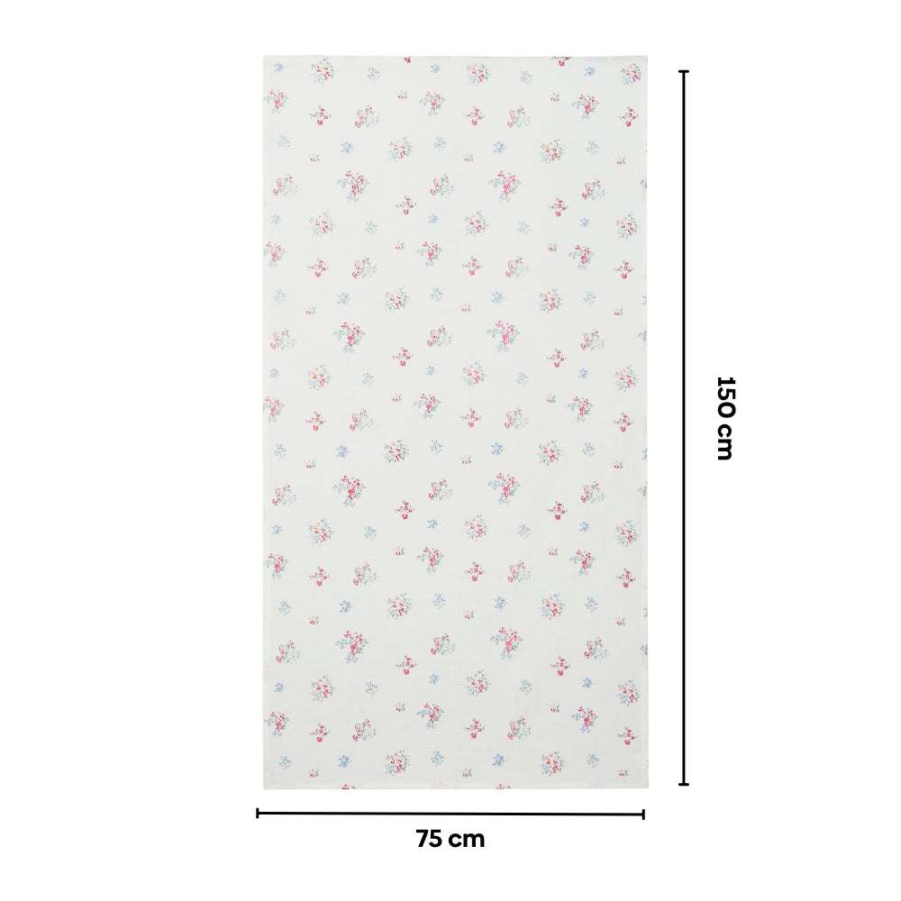 Regalia Waffle Floral Drift Bath Towel- White