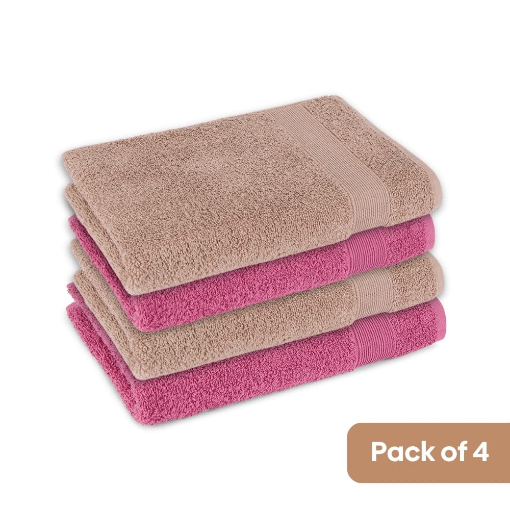 100% Cotton Harmony Combed Hand Towel- Pack Of 4  (Almond, Mulberry)