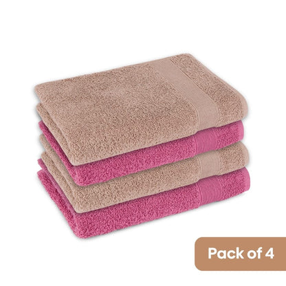 100% Cotton Harmony Combed Hand Towel- Pack Of 4  (Almond, Mulberry)