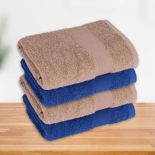 100% Cotton Harmony Combed Hand Towel- Pack Of 4  (Cobalt, Almond)