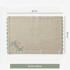 Botanique Clay Embroidered Table Placemats, Taupe (Pack of 2) - Table Linen | haus & kinder