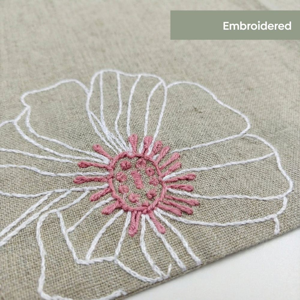 Dune Bloom Embroidered Table Placemat , Taupe (Pack of 2)