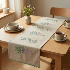 Botanique Clay Embroidered Table Runner, Taupe - Table Linen | haus & kinder