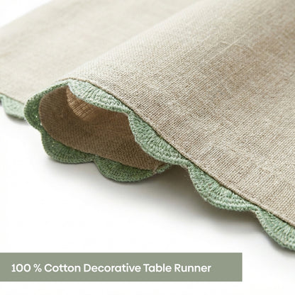 Botanique Clay Embroidered Table Runner, Taupe