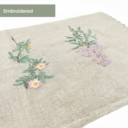 Botanique Clay Embroidered Table Runner, Taupe