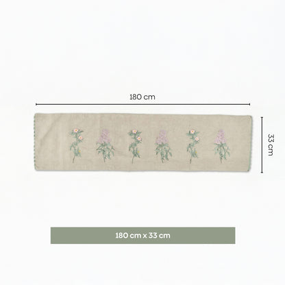 Botanique Clay Embroidered Table Runner, Taupe