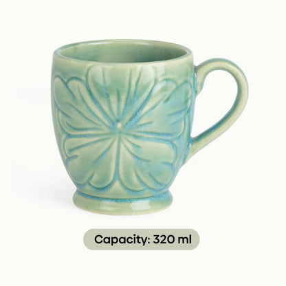 Floral Sage Ceramic Mug, Set of 2