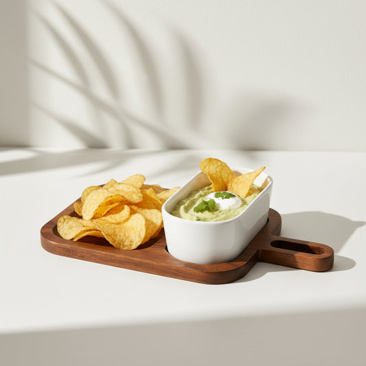 Wood & Whimsy Chip & Dip Platter- Brown