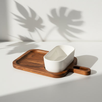 Wood & Whimsy Chip & Dip Platter- Brown
