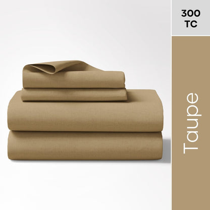 Taupe 100% Cotton Bedsheet, 300 TC