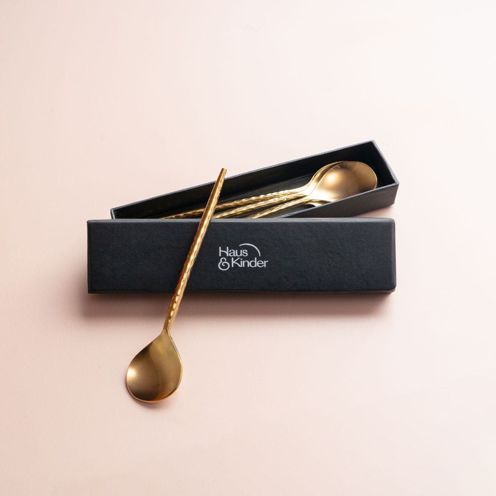 Hammered Champagne Gold Tea Spoon, set of 4