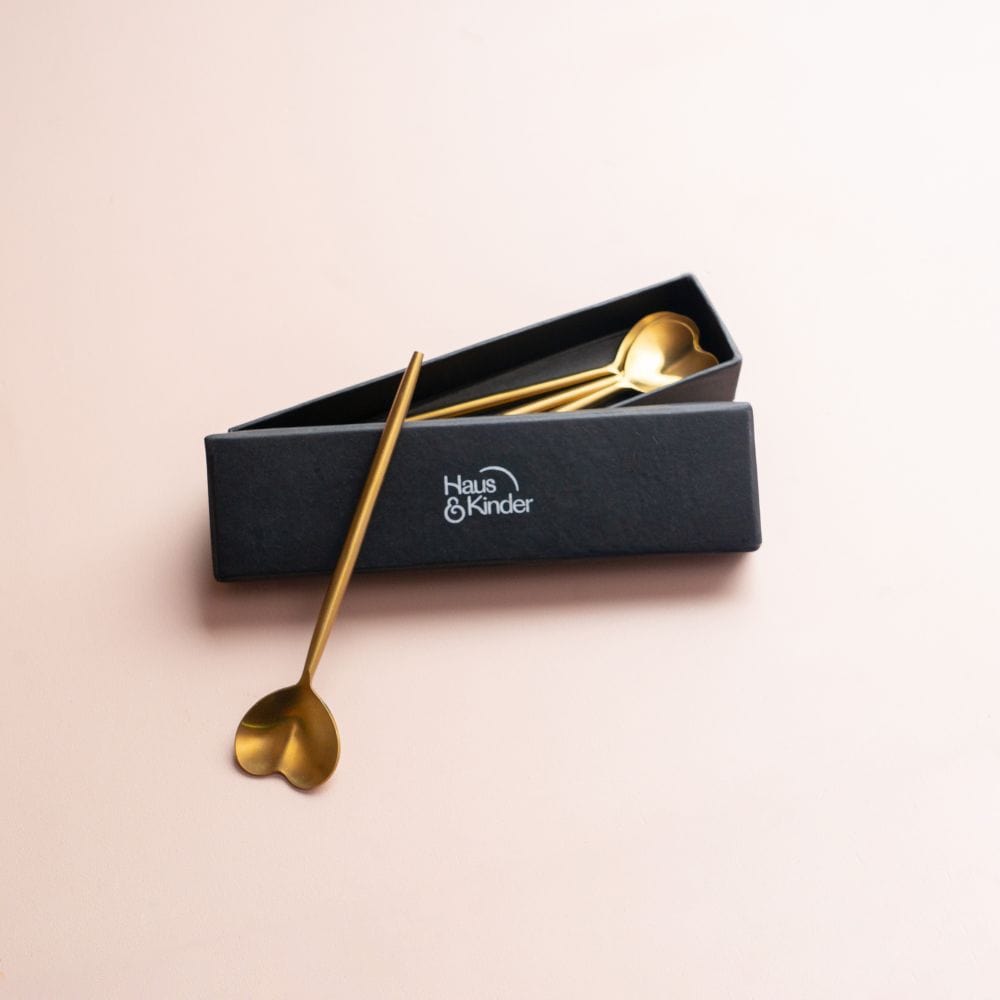 Heart Shape matt gold tea spoon, set of 4