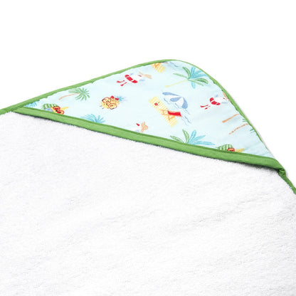 Cotton Muslin-Terry Hooded Towel ( Newborn - 12 Months) - Tropical Retreat