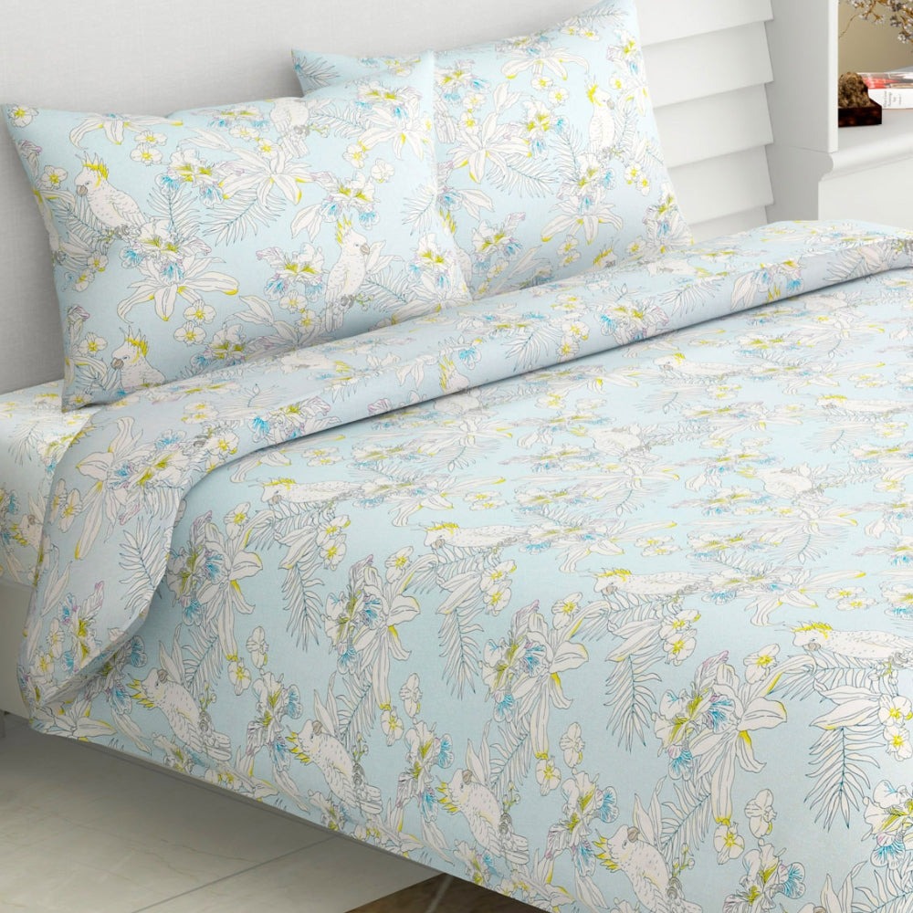 Tropical Bird, 100% Cotton King Size Bedsheet, 144 TC