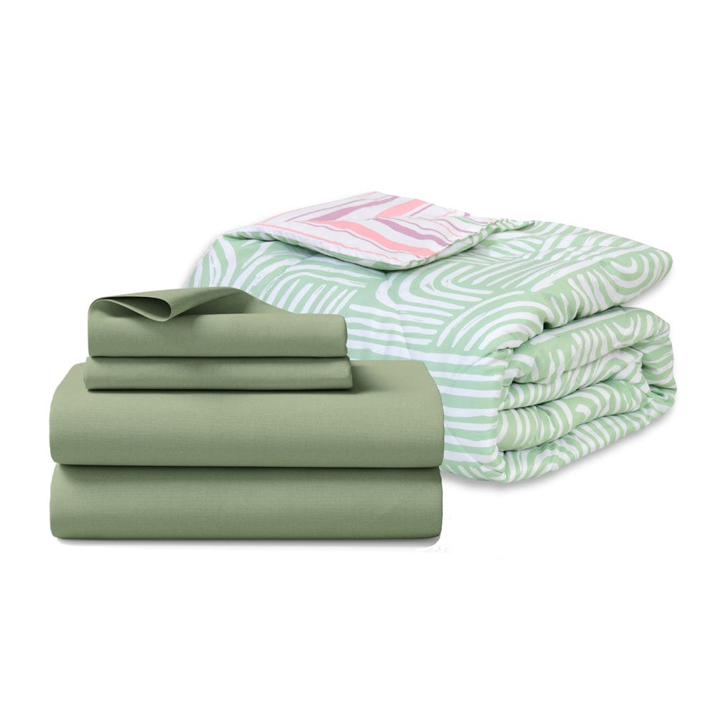 Microfibre Reversible Comforter Bedding Set, Verdant Archies