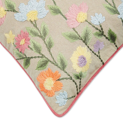 Embroidered Decorative Cushion Cover, Wildflower Bunch