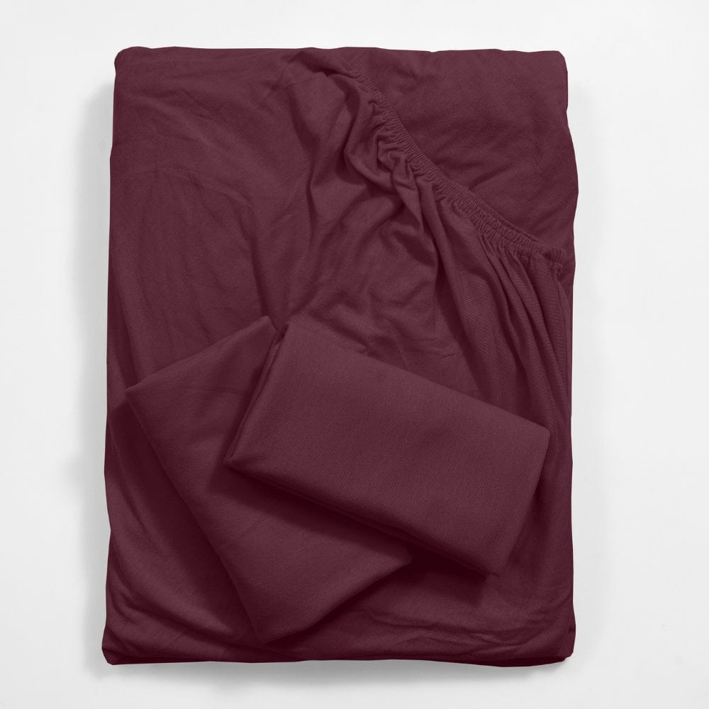 Jersey Fitted Bedsheet - Double/Wine