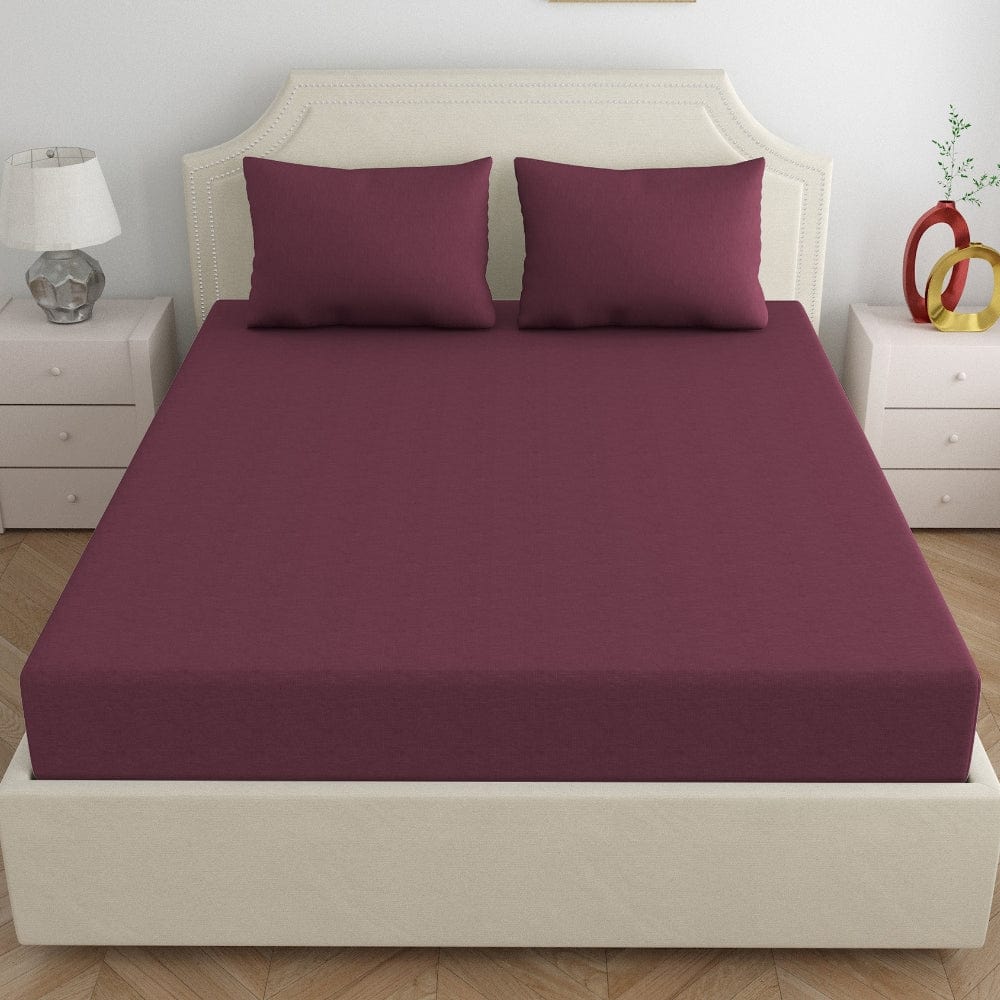 Jersey Fitted Bedsheet - King/Wine