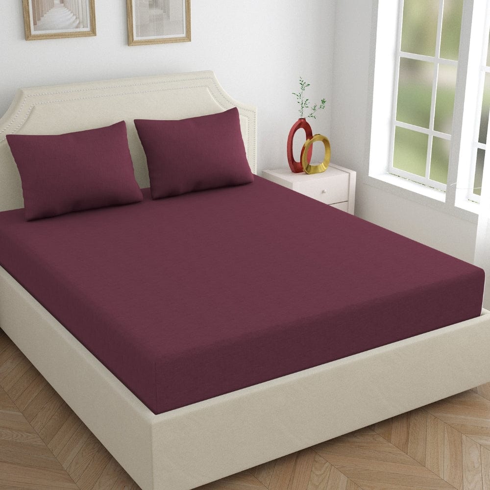 Jersey Fitted Bedsheet - Double/Wine