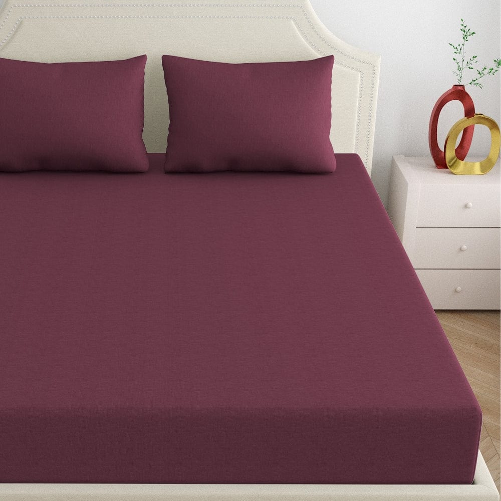 Jersey Fitted Bedsheet - Double/Wine