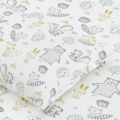 100% Cotton 210 TC Single Bedsheet, Woodland Animal