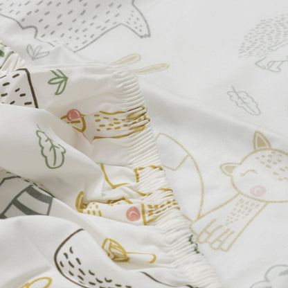 100% Cotton 210 TC Single Bedsheet, Woodland Animal