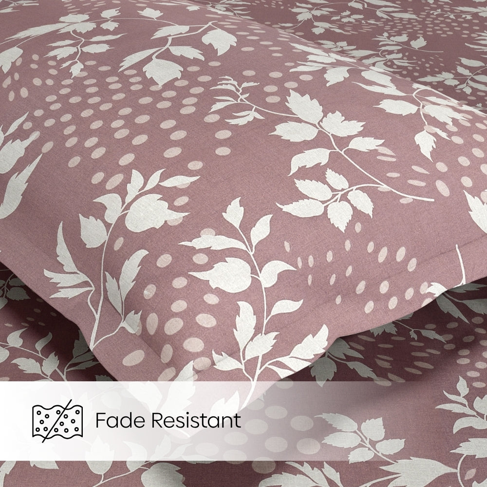 Wine foliage 100% Cotton Double Fitted Bedsheet, 144 TC