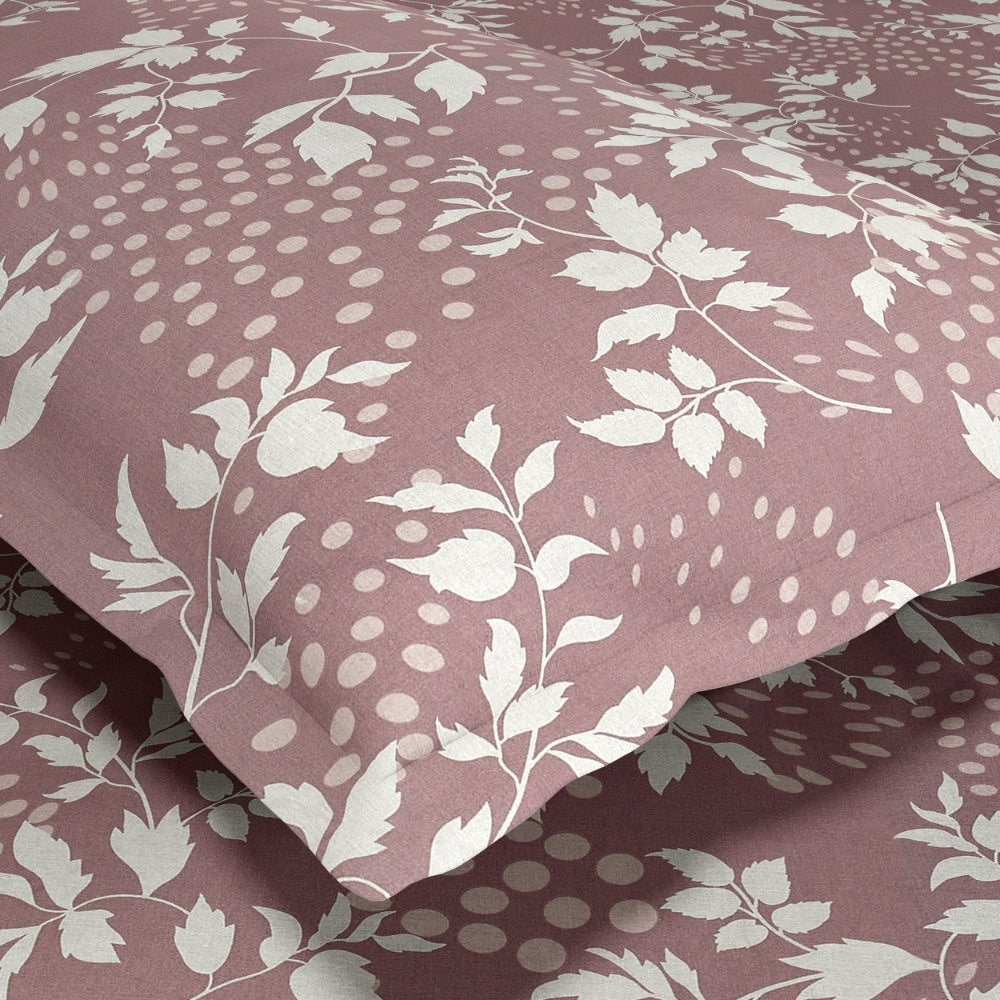 Wine foliage 100% Cotton Double Fitted Bedsheet, 144 TC
