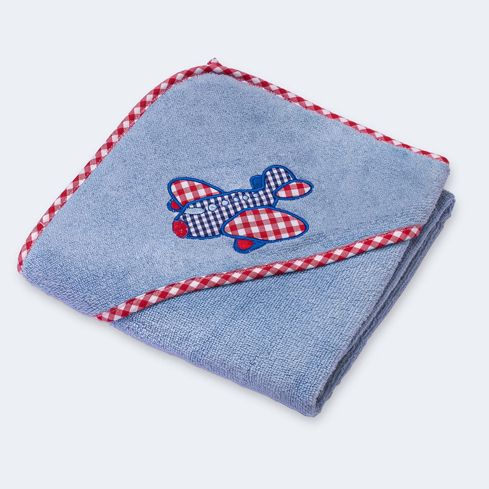 Baby Plane Hooded Towel - Blue