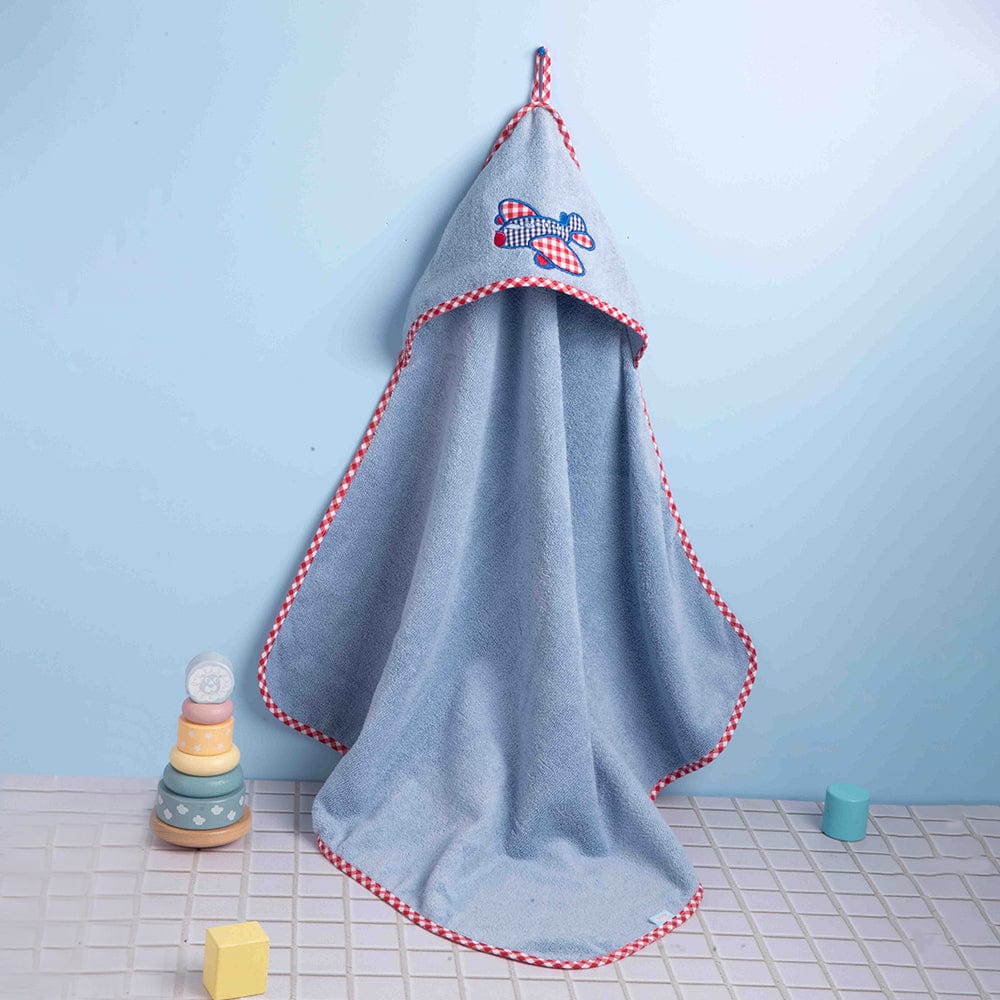 Baby Plane Hooded Towel - Blue