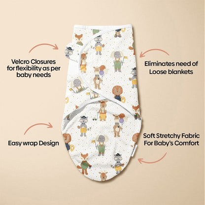 Dreamsack Easy Wrap Swaddle, Jungle Party, Size (0-3 months)